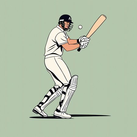 Free Cricketer At Bat During Game  AI Image