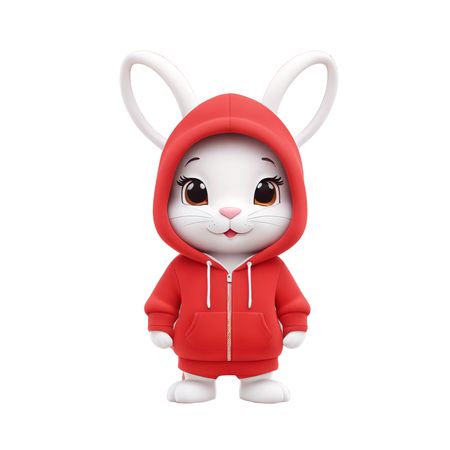 Free Cute Bunny In A Hoodie  AI Image