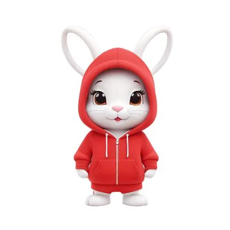 Free Cute Bunny In A Hoodie  AI Image
