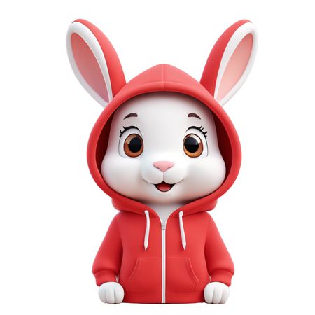 Free Cute Bunny In A Hoodie  AI Image