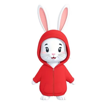 Free Cute Bunny In A Red Hoodie  AI Image