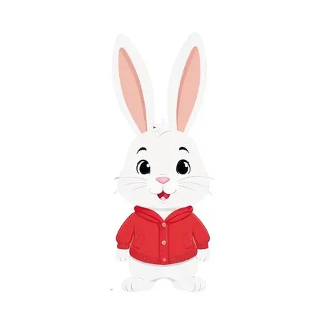 Free Cute Bunny In A Red Sweater  AI Image