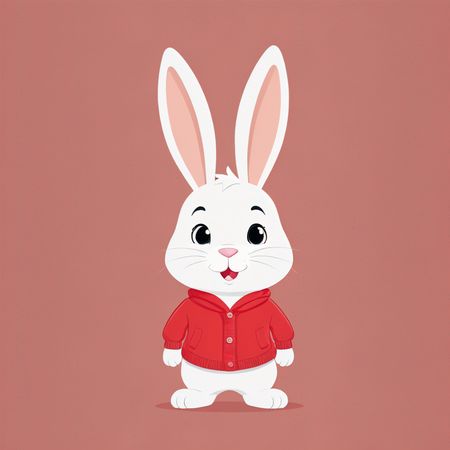 Free Cute Bunny In A Red Sweater  AI Image