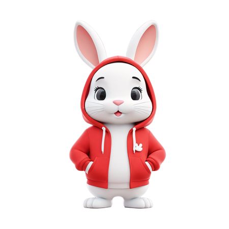 Free Cute Bunny Wearing A Hoodie  AI Image