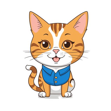 Free Cute Cat In Blue Shirt  AI Image