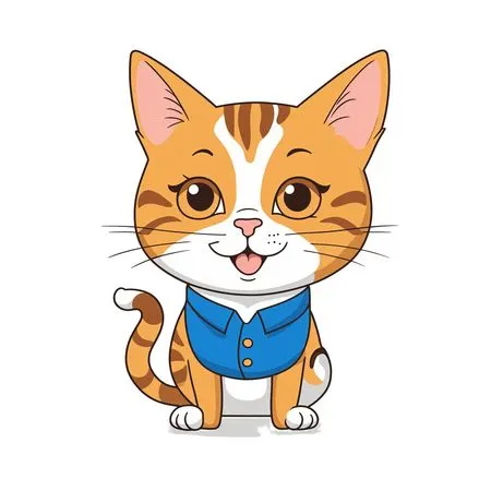 Free Cute Cat In Blue Shirt  AI Image