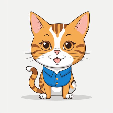 Free Cute Cat In Blue Shirt  AI Image