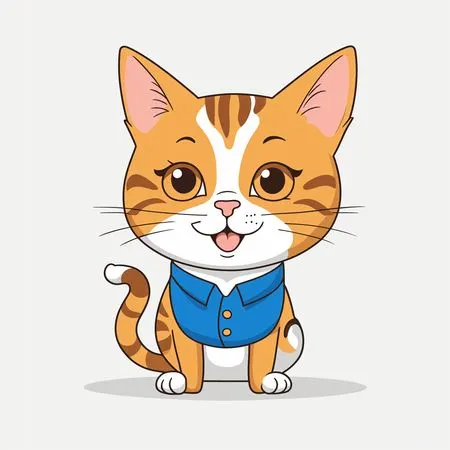 Free Cute Cat In Blue Shirt  AI Image