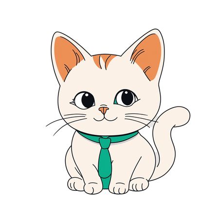 Free Cute Cat Wearing A Tie  AI Image