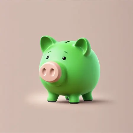 Free Cute Green Piggy Bank  AI Image
