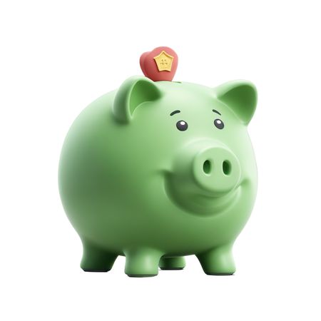Free Cute Green Piggy Bank  AI Image