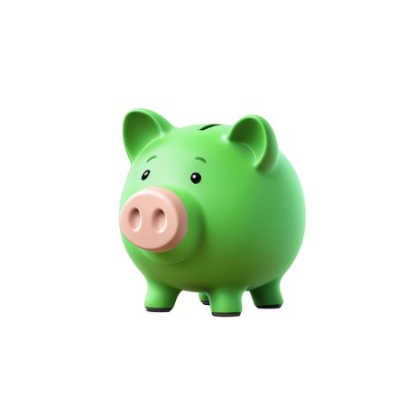 Free Cute Green Piggy Bank  AI Image
