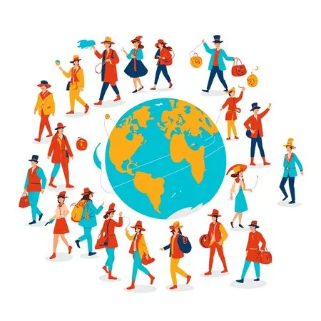 Free Diverse Group Traveling Around The World  AI Image