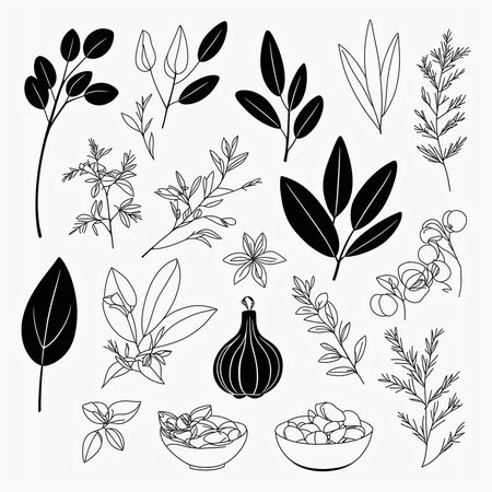 Free Diverses herbes et épices  AI Image