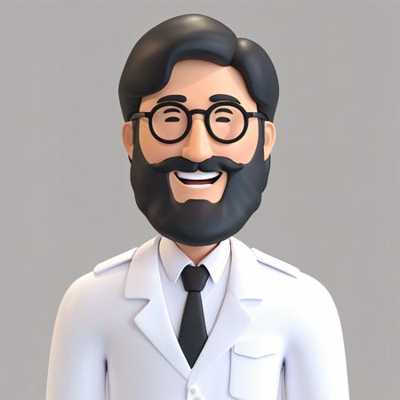 Free 眼鏡とひげを生やした医者のキャラクター  AI画像