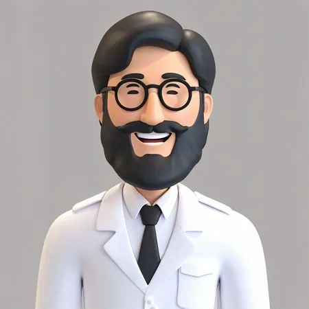 Free 眼鏡とひげを生やした医者のキャラクター  AI画像