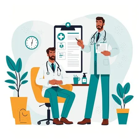 Free Doctors Discussing Patient's Medical Report  AI Image