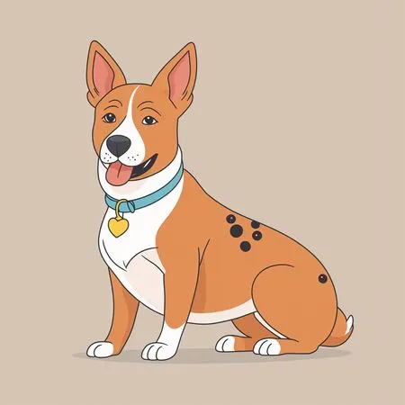 Free Dog With A Heart Tag Sitting  AI Image