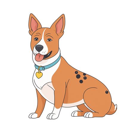 Free Dog With A Heart Tag Sitting  AI Image