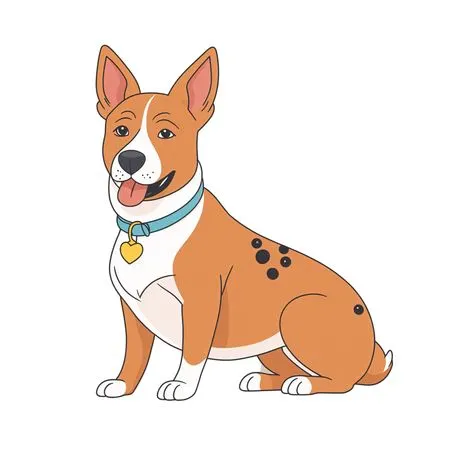 Free Dog With A Heart Tag Sitting  AI Image