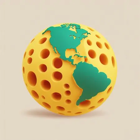Free Earth Shaped Sphere Cheese With Holes  AI Image