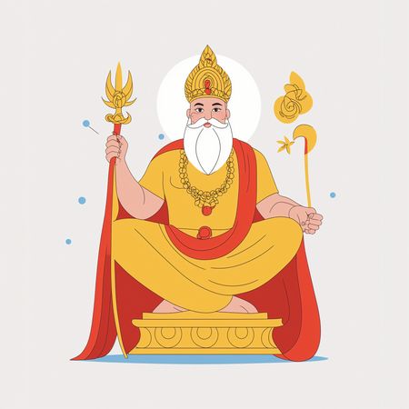 Free Eine Hindu-Gottheit mit Dreizack und Stab  KI-Bild