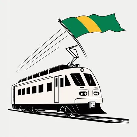 Free Elektrischer Zug mit Flagge  KI-Bild