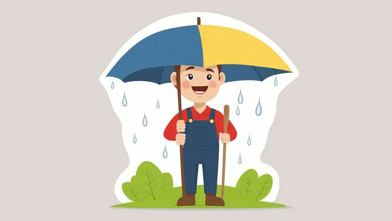 Free Enfant avec parapluie sous la pluie Image IA