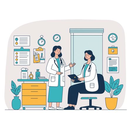Free Female Doctors Discussing Treatment In Medical Office  AI Image