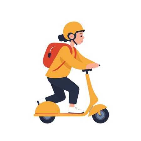 Free Une femme conduit un scooter électrique sur la route de la ville  Image IA