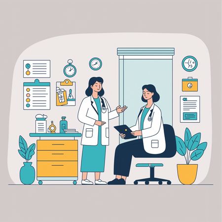 Free Femmes médecins discutant du traitement dans un cabinet médical  Image IA