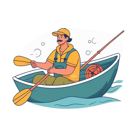 Free Fisherman Paddling Boat  AI Image