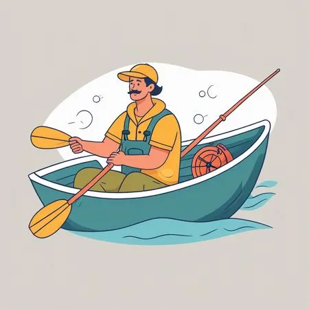Free Fisherman Paddling Boat  AI Image
