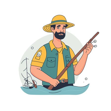 Free Fisherman With Fishing Rod  AI Image