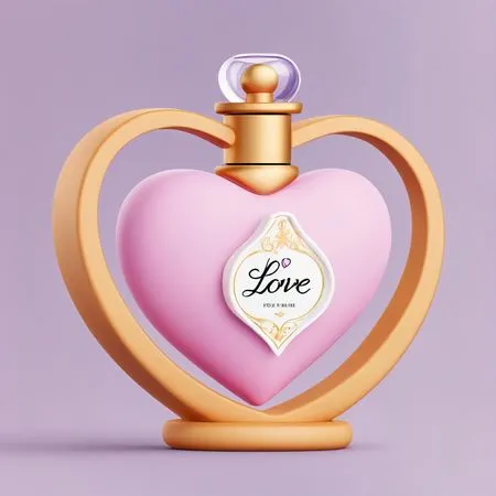 Free Flacon de parfum en forme de cœur étiqueté « Amour »  AI Image