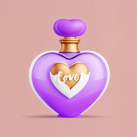 Free Frasco de perfume 'Love' em formato de coração  Imagem de IA