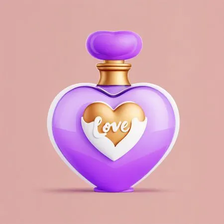 Free Frasco de perfume 'Love' em formato de coração  Imagem de IA