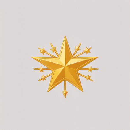 Free Golden Star With Smaller Stars Around It  AI Image