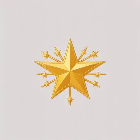 Free Golden Star With Smaller Stars Around It  AI Image