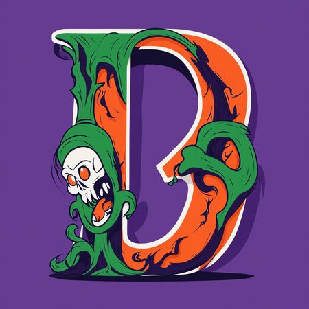 Free Halloween themed Letter 'D' With Skull  AI Image