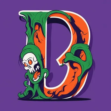 Free Halloween themed Letter 'D' With Skull  AI Image