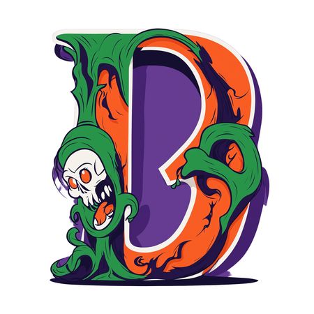 Free Halloween themed Letter 'D' With Skull  AI Image