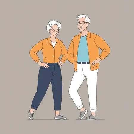 Free ポーズをとる幸せな老夫婦  AI画像