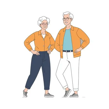 Free Happy Elderly Couple Posing  AI Image