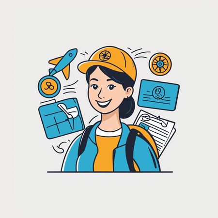 Free Happy Traveler With Travel Elements  AI Image