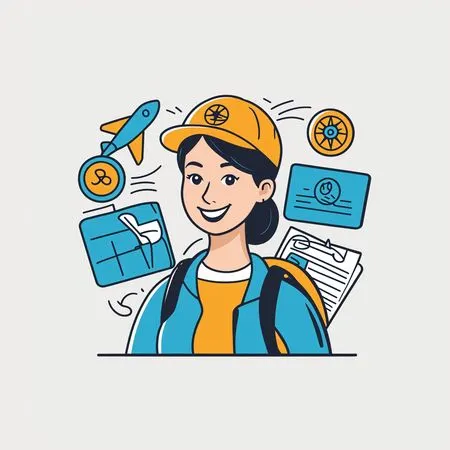 Free Happy Traveler With Travel Elements  AI Image