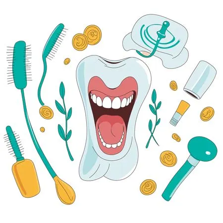 Free Healthy tooth laughing with dental tools around it  AI Image