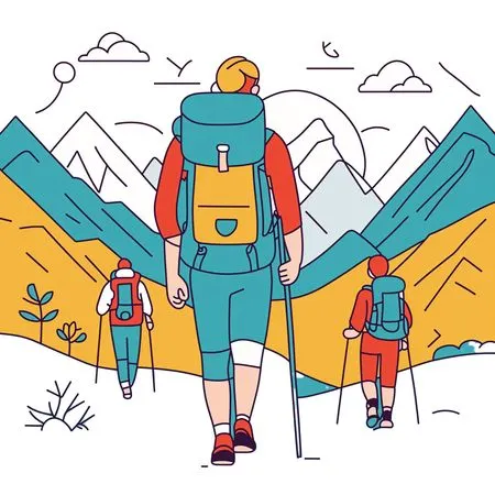Free Hikers In The Mountains  AI Image