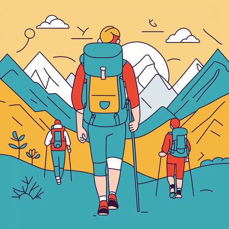 Free Hikers In The Mountains  AI Image