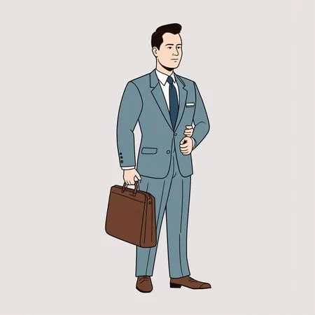 Free ブリーフケースを持ったビジネスマンのイラスト。  AI画像